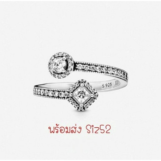 Pandora silver ring แหวนเพชรไขว้