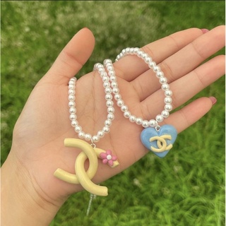 สร้อยมุกจี้ดินปั้น | CC หัวใจดอกไม้ | clay necklace ( made to order 3-5 days )