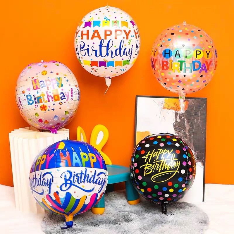ลูกโป่งHBD แบบ4D 22 นิ้วและแบบธรรมดา 45 cm (1ใบ) พร้อมส่ง เฉพาะลูกโป่ง