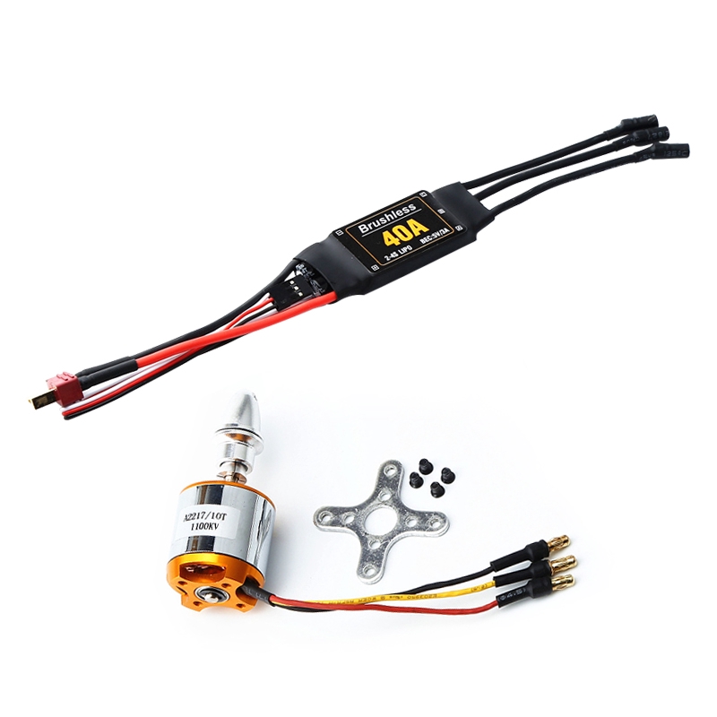 A2217 1100KV/1250KV/2300KV มอเตอร์ไร้แปรง 40A ESC พร้อมปลั๊ก T และ 3.5 มม.ตัวเชื่อมต่อกล้วยระบบไฟฟ้า