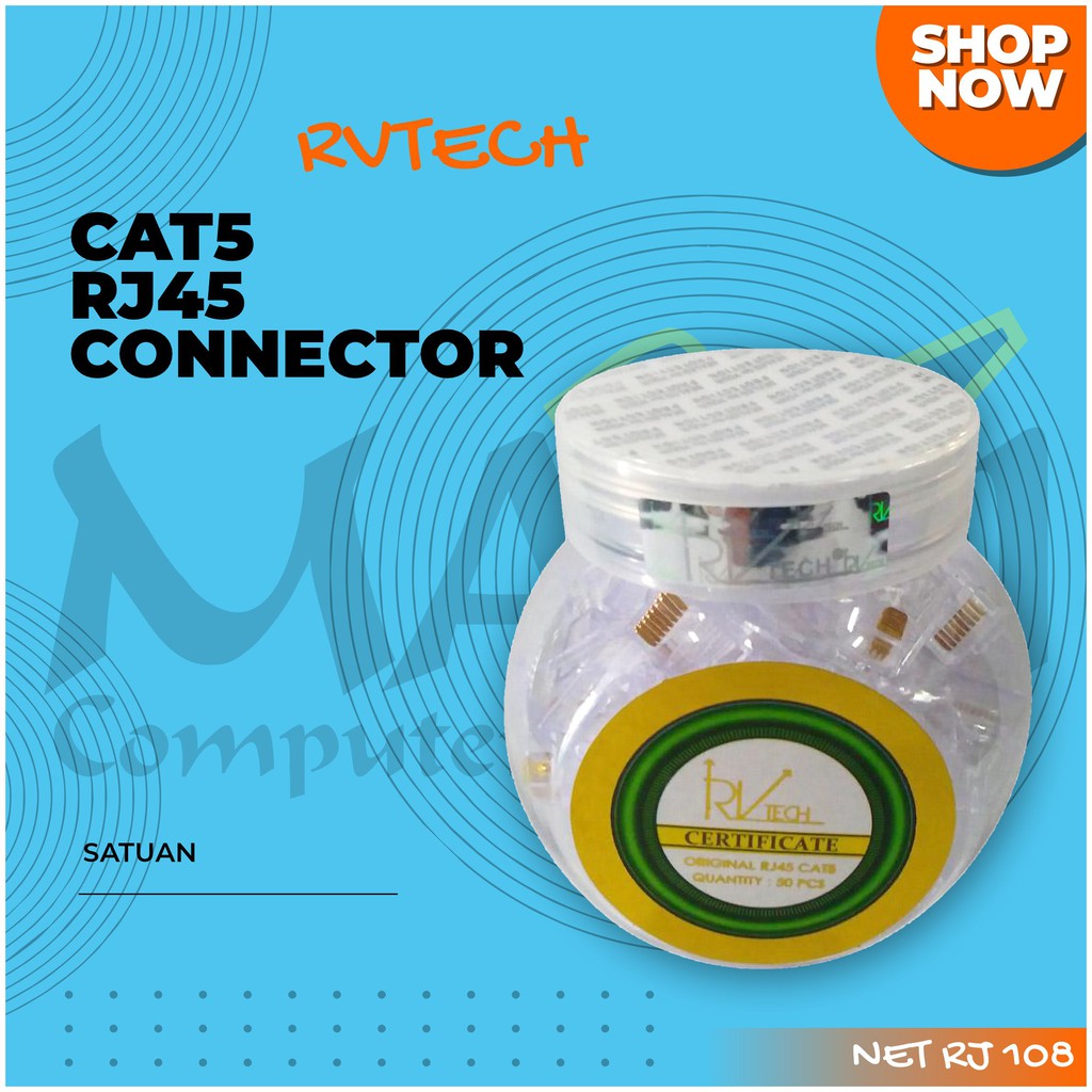 ขั้วต่อ RJ45 CAT5E RVTECH LAN CAT 5E RJ45