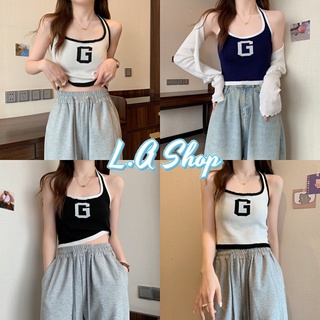 L.A Shop   พร้อมส่ง  เสื้อไหมพรมคล้องคอ ผ้ายืดลายเสื้อตัว G เท่ๆใส่แล้วสบาย "3191"