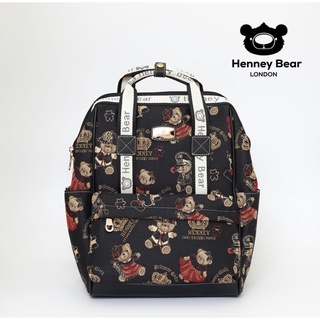 Henneybear-275 Crownbear กระเป๋าเป้สีดำ ลายคราวน์แบร์