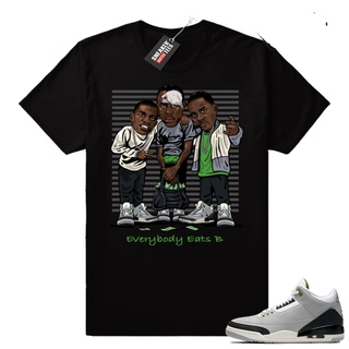 GILDAN เสื้อยืด ผ้าฝ้าย พิมพ์ลาย Match Jordan 3 Chlorophyll Everybody Eats แฟชั่นสําหรับผู้หญิง