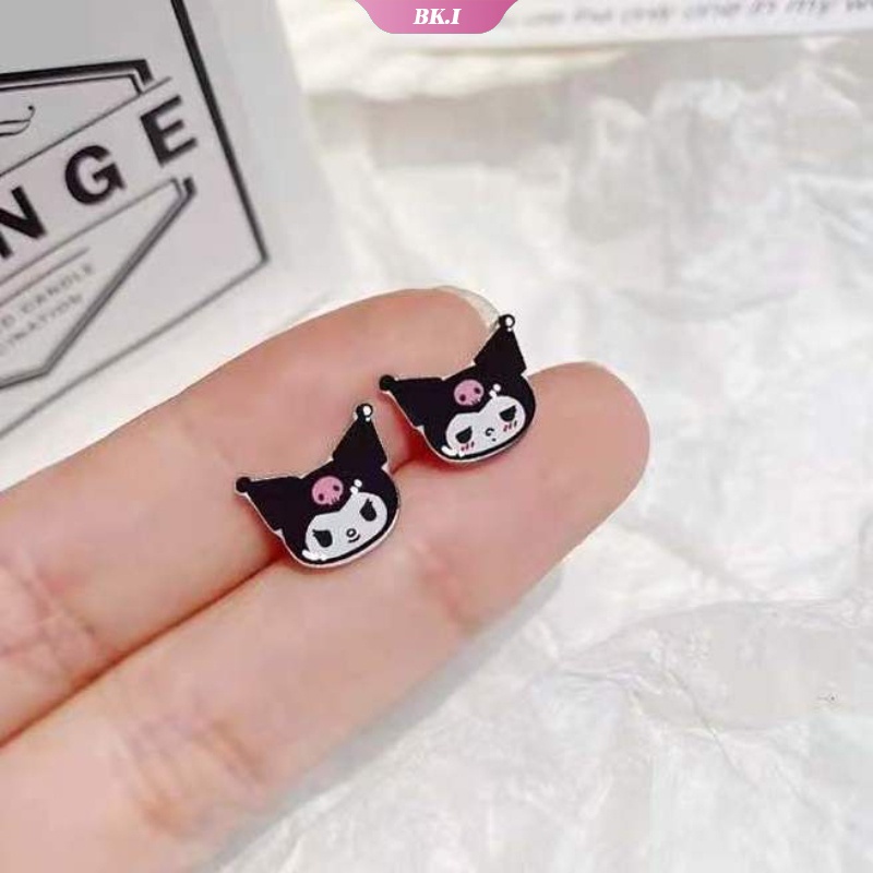 Sanri Kuromi ต่างหูเข็มเงิน S925 ไม่ต้องเจาะ เครื่องประดับน่ารัก เรียบง่าย ราคา ถูกที่สุด ดีลบีเคเค
