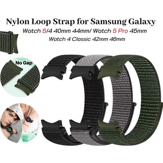 สายนาฬิกาข้อมือไนล่อน ไม่มีช่องว่าง แบบเปลี่ยน สําหรับ Samsung Galaxy Watch 6 5 4 Band 40 มม. 44 มม. Classic 43 มม. 47 มม. Galaxy Watch 5 Pro 45 มม. Watch 4 Classic 42 มม. 46 มม. (AONEE)