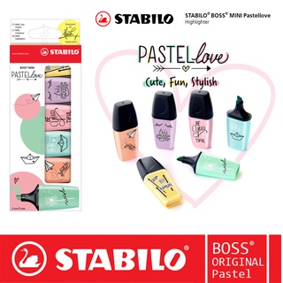 ปากกาเน้นข้อความ  ปากกาไฮไลท์ Stabilo Boss Mini Pastel Love + Funnimals