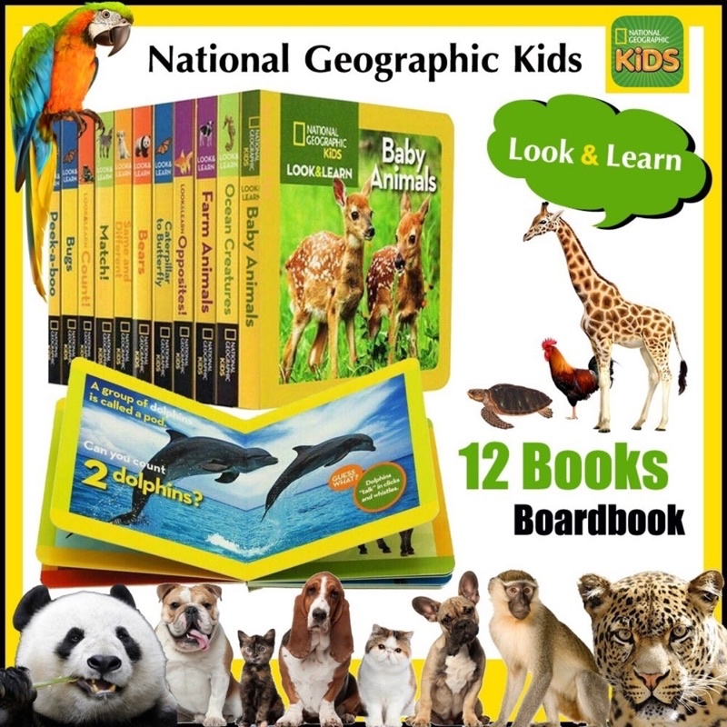 หนังสือบอร์ดบุ๊คสำหรับเด็ก National Geographic Kids Look & Learn เซต 12 เล่ม