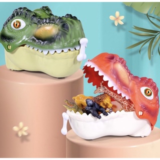 T-rex head model box  กล่องเก็บโมเดลรูปหัว t-rex แถมโมเดลของเล่นในกล่อง #ของเล่น #ไดโนเสาร์