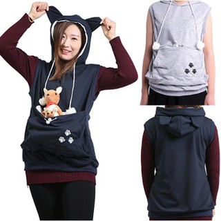 เสื้อฮู้ดแขนยาว เสื้ออุ้มสัตว์เลี้ยงขนาดเล็ก  Cat Dog Sugar Glider Rabbit Hamster Carrier Sleeveless Kangaroo Hoodie