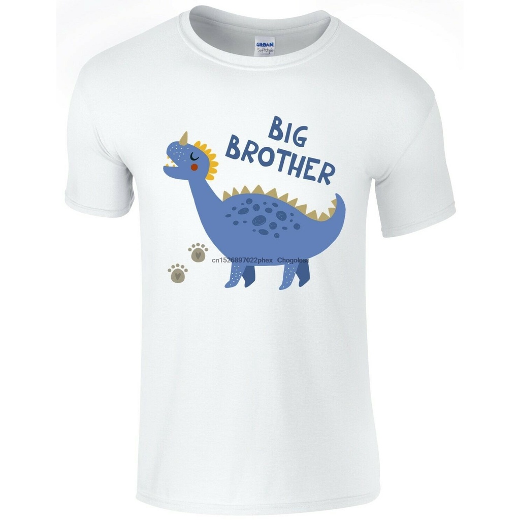 Blue Dinosaur Big Brother Boys เสื้อยืดพิมพ์ด้านบนการตั้งครรภ์เปิดเผย
