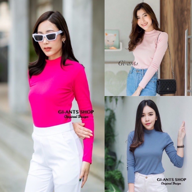 Gi-ants​❤️[[ขายถูกมาก]]❤️เสื้อยืด คอเต่าแขนยาว ผ้า cotton​ CARDIGAN_NISTA​ (GIA1H)