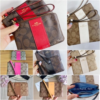 ของแท้100% !! พร้อมส่งCOACH F58035 CORNER ZIP WRISTLET คล้องมือ S 1 ซิป