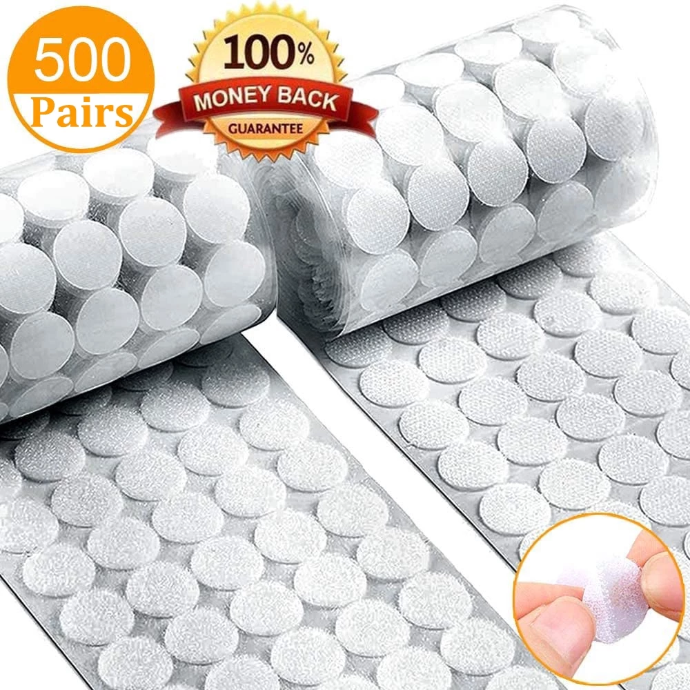 500 คู่กาวตนเองรอบเทป - Dot Magic สติ๊กเกอร์ - การออกแบบตะขอและห่วงไม่มีร่องรอยการลื่น - ผ้าห่ม, พรมปูพื้น Retainer สำหรับตกแต่งรถยนต์แบบตั้งโต๊ะ, กล่องซ็อกเก็ต