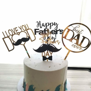 【Ready Stock】ป้ายท็อปเปอร์ Happy Fathers Day Happy Birthday Dad สําหรับตกแต่งเค้ก