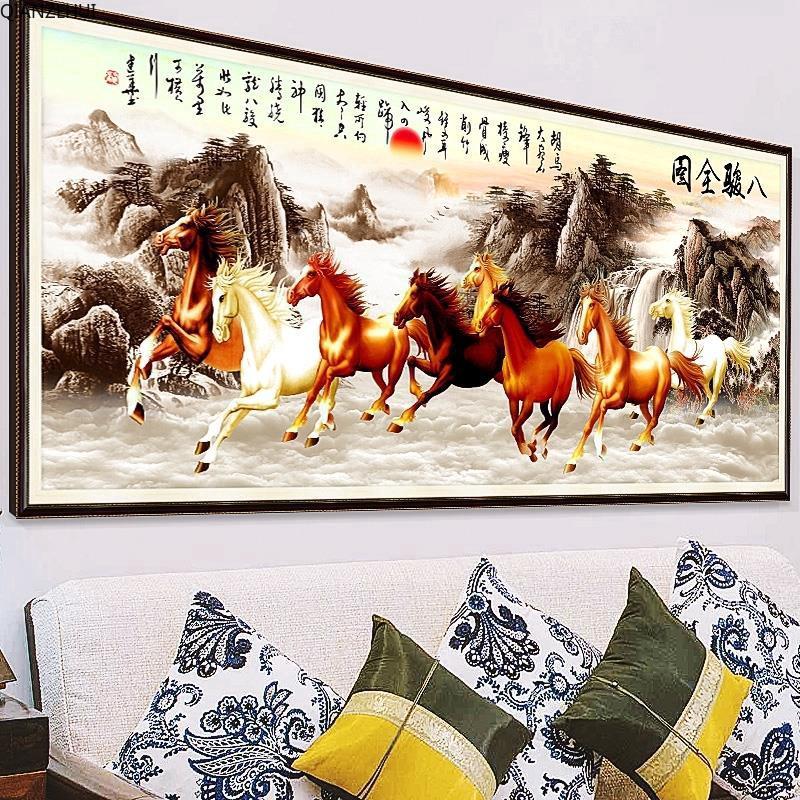 DIY Diamond Embroidery,Round Diamond Eight horses Full 5D Diamond painting