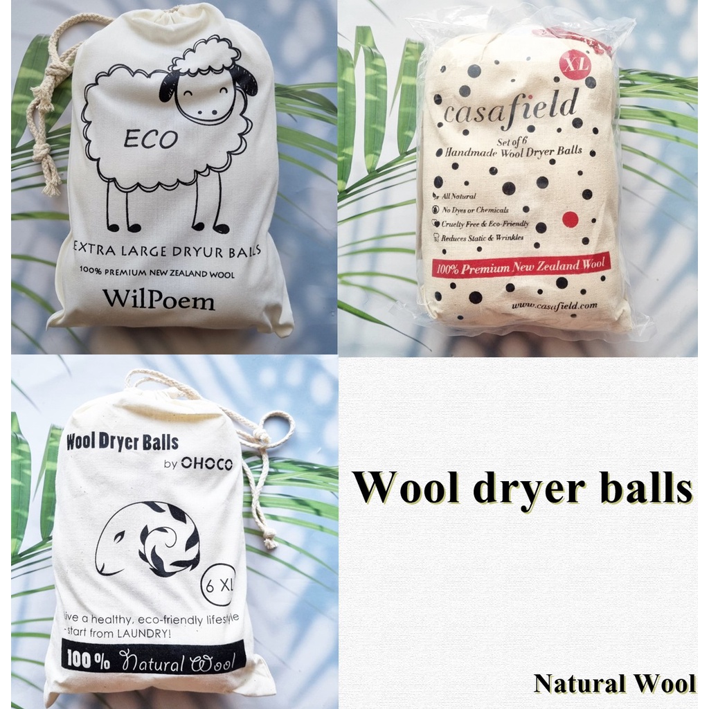 ลูกบอลปรับผ้านุ่ม Nature Wool Dryer Balls - Fabric Softener Ball 6 ลูก/ถุง