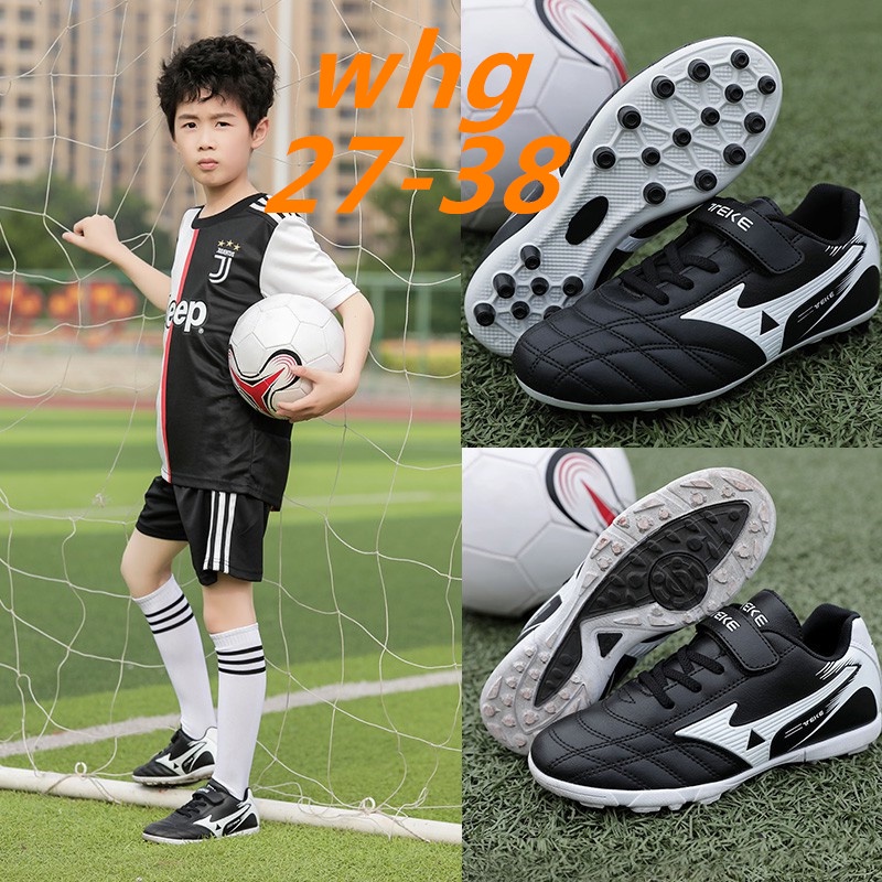 พร้อมส่ง เลขที่ รองเท้าฟุตบอล Velcro กันลื่น ที่ทนต่อการสึกหรอ แบบมืออาชีพ สําหรับเด็กนักเรียนผู้ชาย และผู้หญิง 27~38