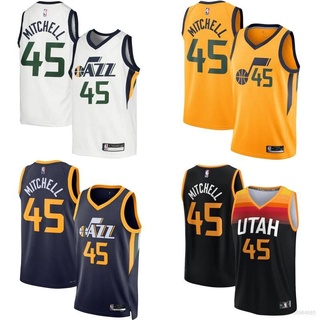 เสื้อกีฬาแขนกุด ลายทีม NBA Jersey Utah Jazz No.45 Mitchell พลัสไซซ์ 2022