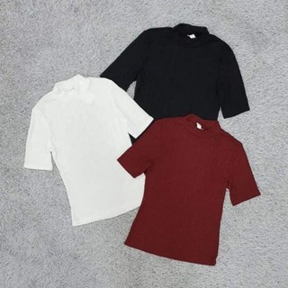 เสื้อคอเต่าไหมพรมผ้าร่อง