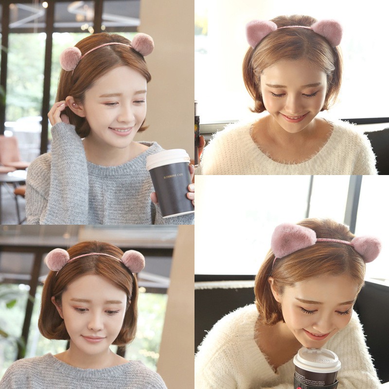 ที่คาดผมตุ๊กตาเกาหลีน่ารักสุดน่ารักหวานสาวญี่ปุ่นหัวใจหูแมวที่คาดผมสีแดงเดียวกันกิ๊บอุปกรณ์