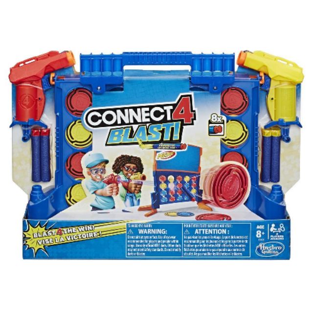 Hasbro Gaming Connect 4 Blast! Game; Powered by NERF; Includes NERF Blasters Gun and Foam Darts