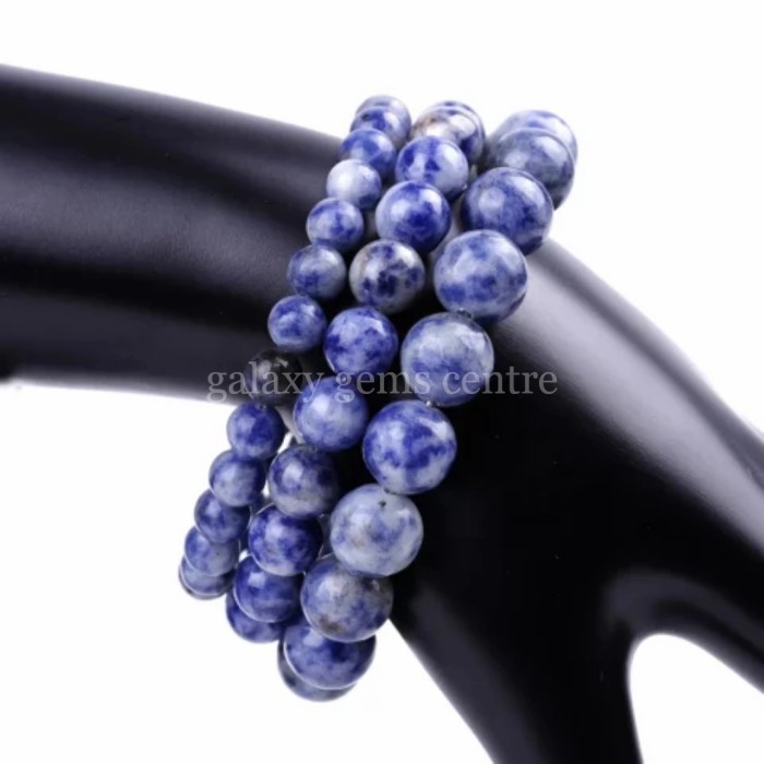 สร้อยข้อมือหินเทอร์ควอยซ์ธรรมชาติ Pinglon Sodalite Original Stone