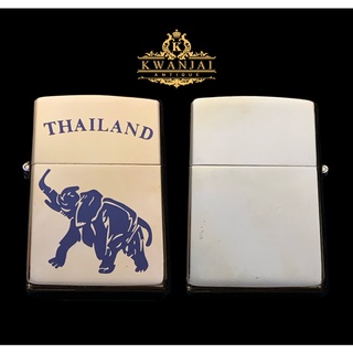 33 ไฟแช๊คแบบเติมน้ำมัน ทรงZippo สีทองลายช้าง Thailand