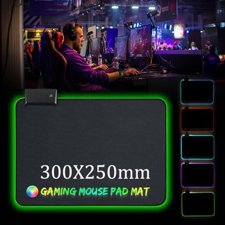 ⭐แผ่นรองเมาส์สำหรับเล่นเกม⭐ Colorful LED Lighting Gaming Mouse Pad Mat for PC Laptop 350*250mm shin3