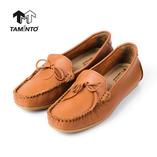 ส่งฟรี!! Taminto รองเท้าผู้หญิง หนังแท้ ส้นแบน ทรงโลฟเฟอร์ พื้นนิ่ม เบา ใส่สบาย W1809 Womens Leather Moccasin Loafers