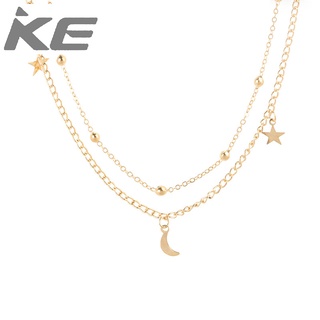 Necklace Simple Layered Necklace Moon Star Sequin MultiNecklace for girls for women low price