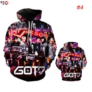 HX ก็อตเซเวน GOT7 BamBam Jackson 3D พิมพ์ Hoodies ลำลองแขนยาวแฟชั่นเสื้อคลุมด้วยผ้า