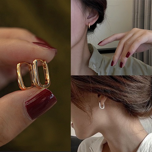 ต่างหูสตั๊ด รูปตัวยู ขนาดเล็ก สีทอง สไตล์ฝรั่งเศส สําหรับผู้หญิง