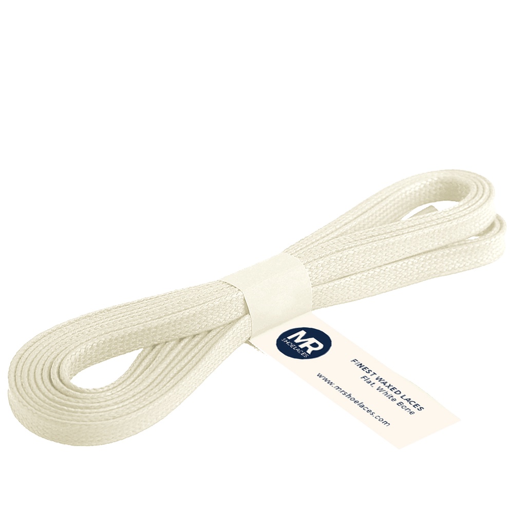 Putih LILIN Mr Shoelaces FT12 White Bone (กระดูกขาว) เชือกผูกรองเท้าแว็กซ์ 6-7mmm Flat Flat 90cm 100cm 120cm 200cm - เชือกผูกรองเท้าระดับพรีเมียม