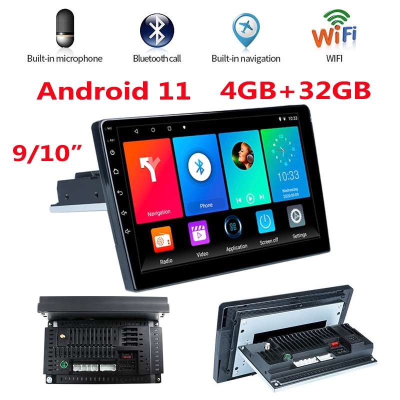 (4G Ram+32g ROM) เครื่องเล่นมัลติมีเดีย วิทยุ 1 Din Android 11 9/10 นิ้ว รองรับ FM บลูทูธ Wifi GPS กล้องถอยหลัง สําหรับรถยนต์