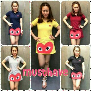 Dressโปโลลายหัวใจplay มี4สีพร้อมส่งขายดีฝุดๆค่า