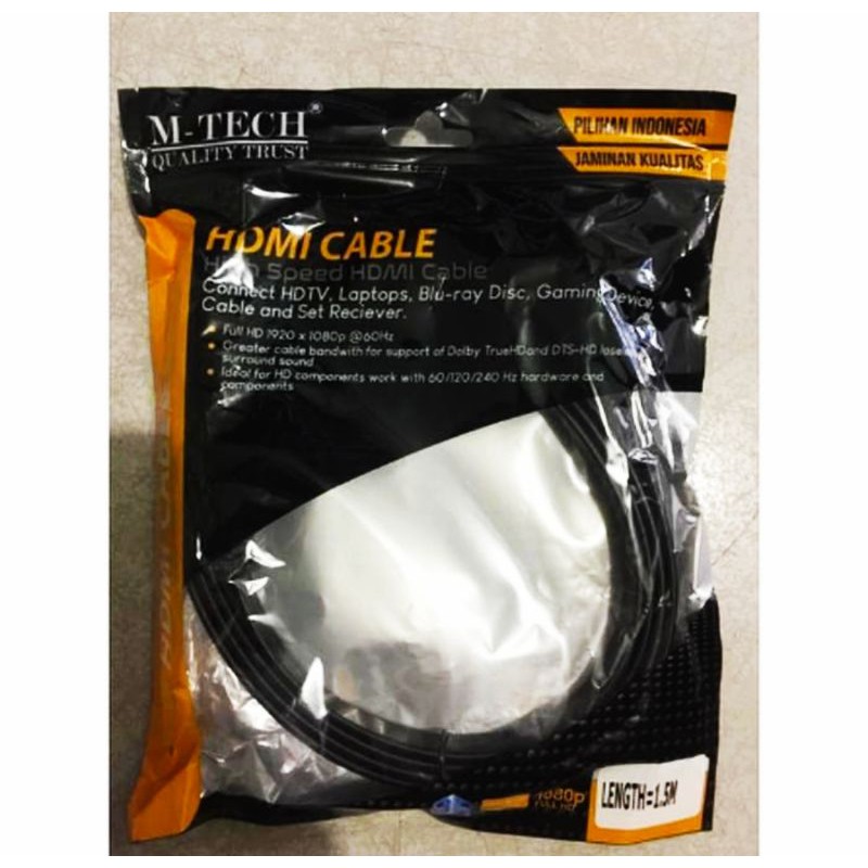 CABLE สาย HDMI M-Tech 1.5M Hdmi เป็น Hdmi 1080p 1.4V HQ Premium mtech