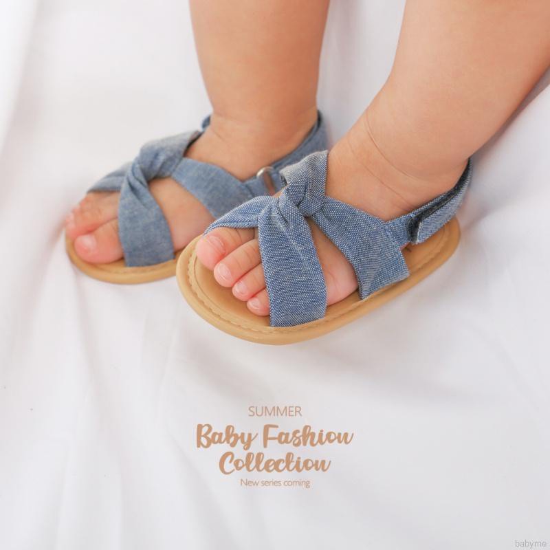 รองเท้าแตะ ประดับโบ แบบนุ่ม ป้องกันการลื่น แฟชั่นสำหรับเด็กทารก
