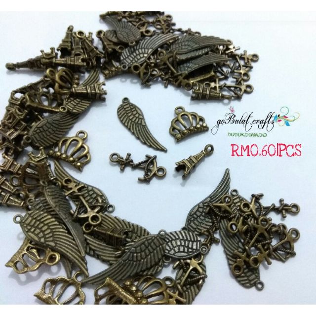 CHARM BRACELET EAGLE WING EIFEL TOWER CROWN SAUH BERTALI