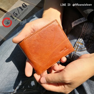 กระเป๋าสตางค์หนังแท้ ใบสั้น พร้อมส่ง FIFTEEN SIXTEEN รุ่น Vegetable Oil Wallet : CRS-01