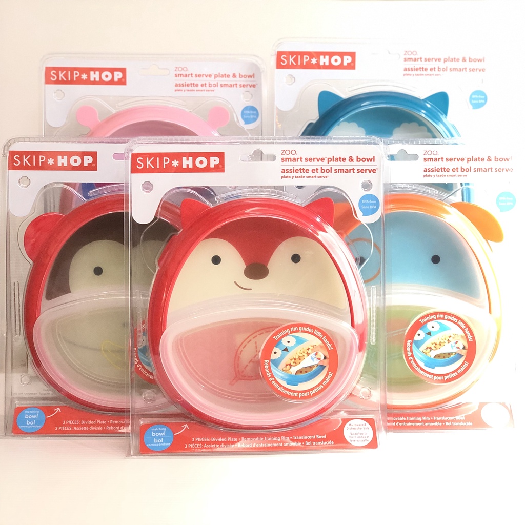 SKIP HOP จาน ชามเด็ก Zoo Smart Serve Plate & Bowl จากประเทศ สหรัฐอเมริกา