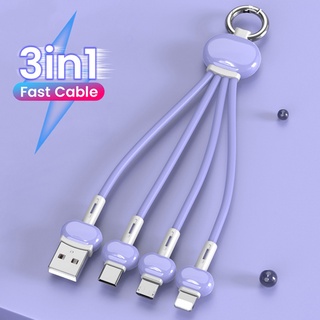 Olaf 3 in 1 พวงกุญแจ สายชาร์จ USB Type C แบบพกพา ชาร์จเร็ว สายเคเบิล Micro USB สําหรับ iPhone Samsung