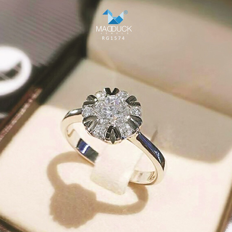 Madduckjewels แหวนเงินแท้ เพชร CZ ชุบโรเดียม RG1574