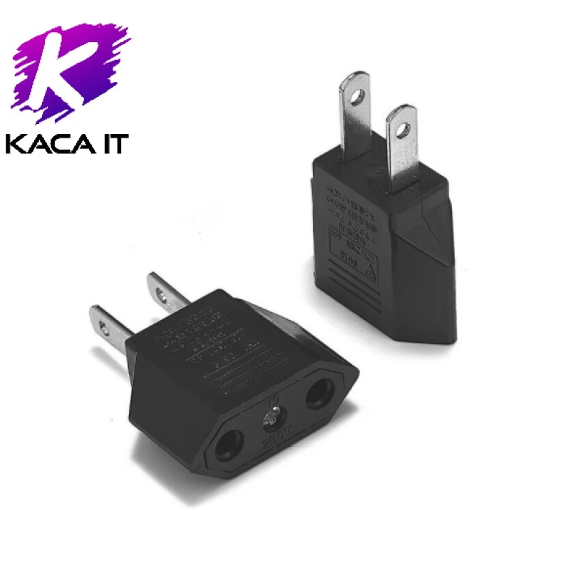 Plug แปลงขากลม เป็น 2 ขาแบน US ญี่ปุ่น จีน อะแดปเตอร์แปลงขา EU EU TO US JP adapter two round head ดำ