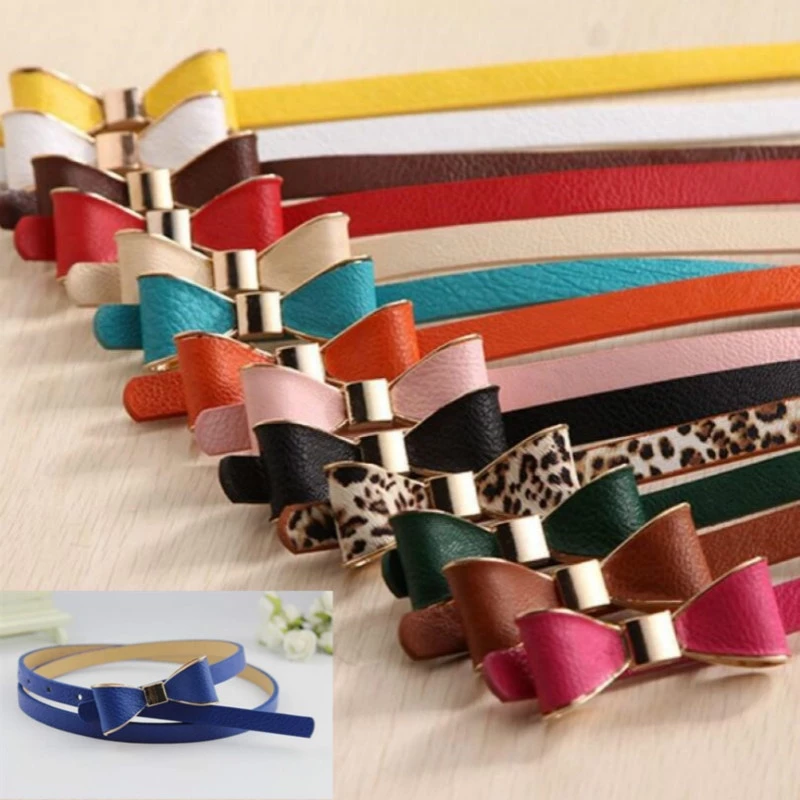 FashionWomen เข็มขัดฤดูร้อน 12 สีเข็มขัดผู้หญิงแบรนด์หรูสีสันโบว์เข็มขัดหนังสุภาพสตรีเอวเครื่องแต่งกาย Accessorie
