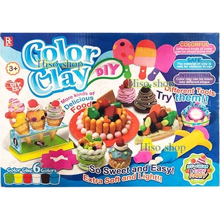 color cray ชุดแป้งโดว์ทำขนมหวาน พร้อมแป้งโดว์ 6 กระปุกและอุปกรณ์ Toyworld