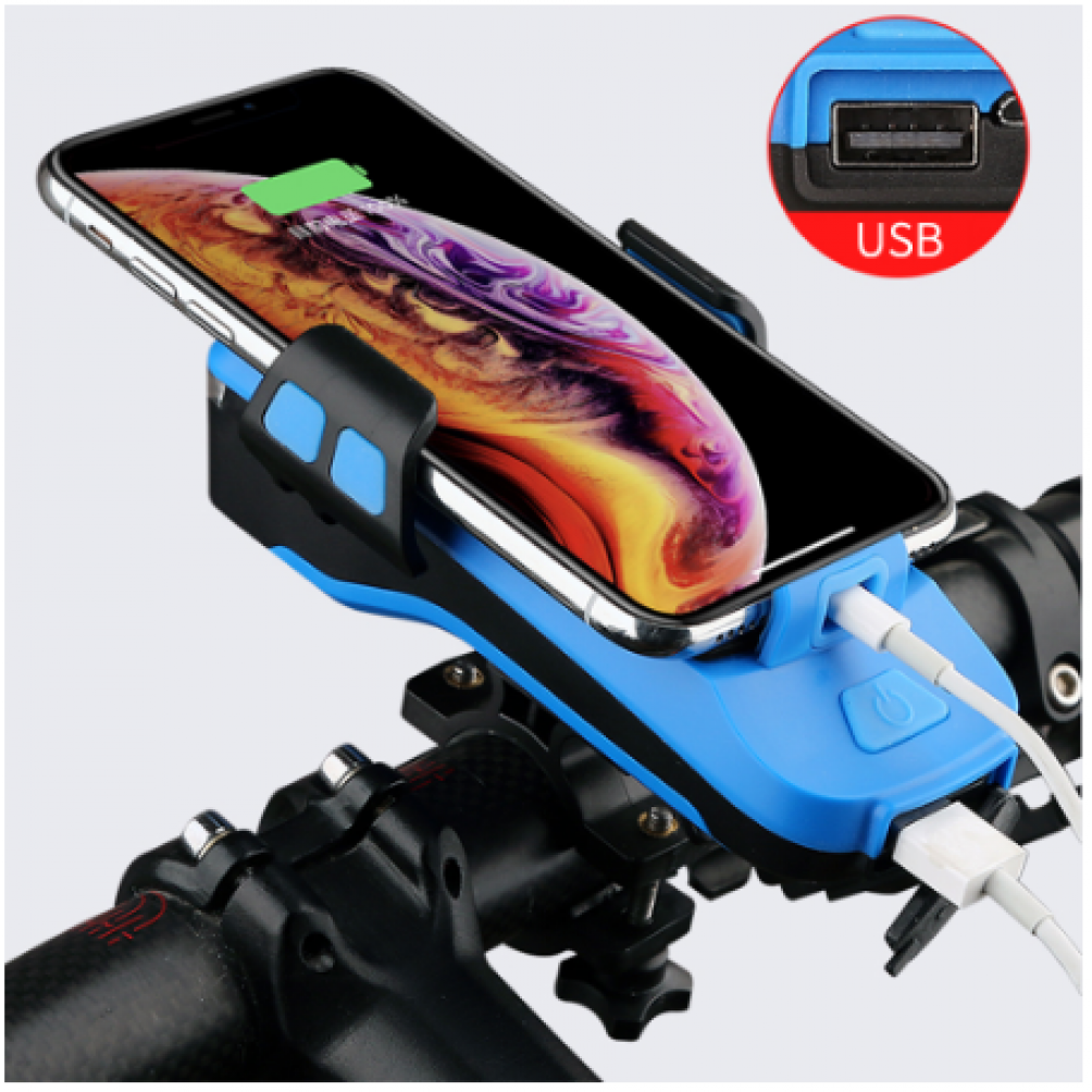 [4 in 1] Bicycle light / Bell / Phone holder / Powerbank, Basikal