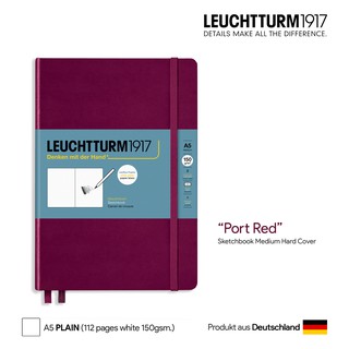 Leuchtturm1917 Sketchbook Medium "Port Red" (A5) Hard Cover - สมุดสเก็ตช์ Leuchtturm ขนาด A5 สีพอร์ตเรด