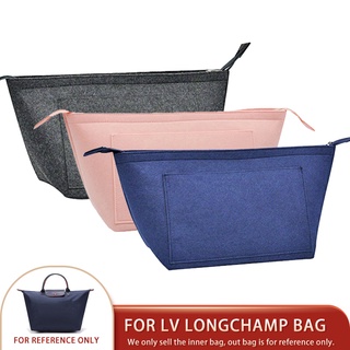 LONGCHAMP กระเป๋าสักหลาด หูหิ้วยาว ใบสั้น สําหรับใส่เครื่องสําอาง เดินทาง