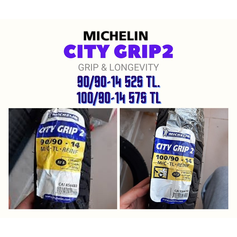 **ผ่อนได้**Michelin รุ่น City Grip2 ชุดยางมอเตอร์ไซด์ (หน้า+หลัง) ขนาด 90/90-14 TL +100/90-14 TL (รวม 2 เส้น)